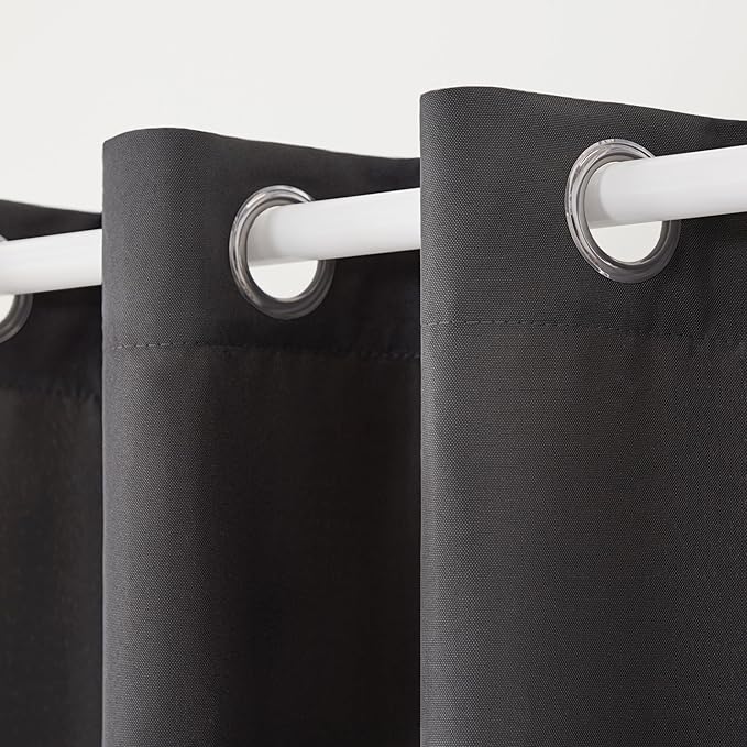 Outdoor Curtain Panels, Charcoal Light-Filtering Polyester, 54 x 120 Inch Pair