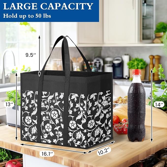 WISELIFE Reusable Grocery Shopping Bags 10 Pack Large Foldable Tote Bags Bulk - Image 2