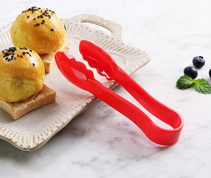 Serving Tongs, Set of 12, Red Food-Safe Polycarbonate