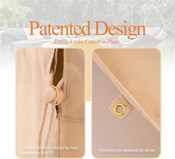 WJ-X3 Dining Set Cover 86W x 47D x 31H Inch, Heavy Duty Patio Table Cover - Image 5
