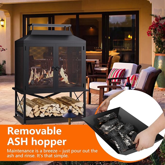 2-in-1 Metal Chiminea Fireplace - Image 5