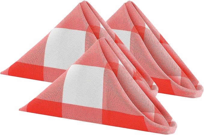Buffalo Plaid Table Napkins Set of 12 Checkered Cloth Napkins 17x17 inch by Cupuamon