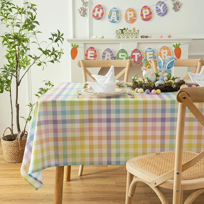 Waterproof Checkered Tablecloth Fabric by Essifunia