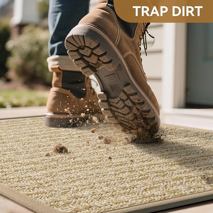 Front Door Mat 24"x35", Heavy Duty Waterproof Dirt Trapping Non-Slip Doormats - Image 3