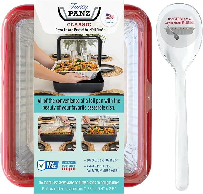 Fancy Panz - Red Classic Aluminum Foil Pan Carrier - Elevated Food Serving Tray by FancyPanz