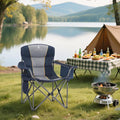 Folding Chair Navy Blue with Padded Armrests and 450 lb Capacity