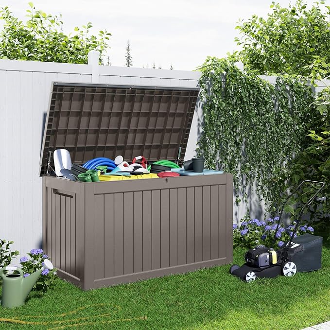 280 Gallon Large Deck Box, Resin Outdoor Storage Box - Image 4