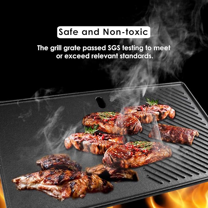 Uniflasy Cast Iron Reversible Grill Stove Top Griddle Pan 16 7/8" Skillet Flat - Image 3