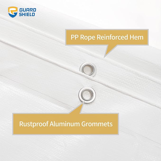 GUARD SHIELD Heavy Duty Tarp 16x16 Feet White Multi Purpose Thick Waterproof - Image 4