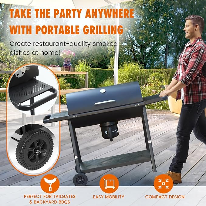 Realcook BBQ Barrel Charcoal Grill: Spacious Premium Outdoor Barbecue Grills - Image 3