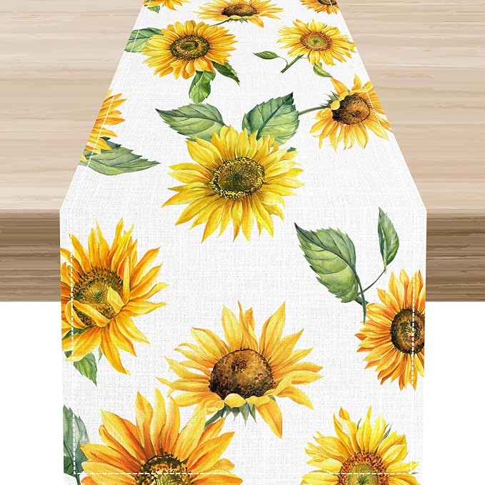 Sunfloral Table Runner, Summer Spring Seasonal Watercolor Sunshine Yellow by Unknown