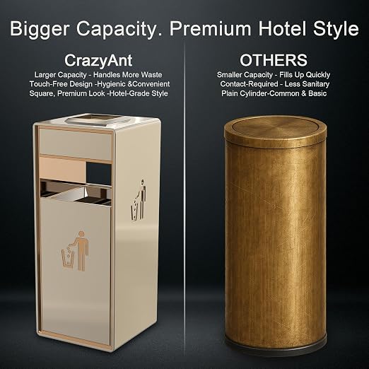 Stainless Steel Gold Commercial Trash Can, Heavy Duty Brushed Finish Garbage Bin - Image 4