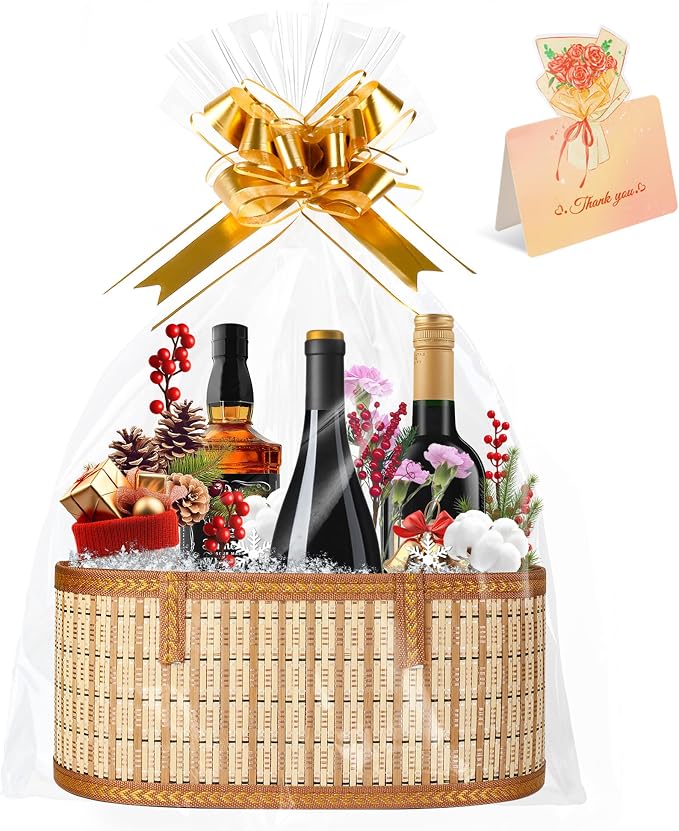 1 Set Baskets for Gifts Empty, Large Bamboo Gift Basket by LeevcokBlanketGift