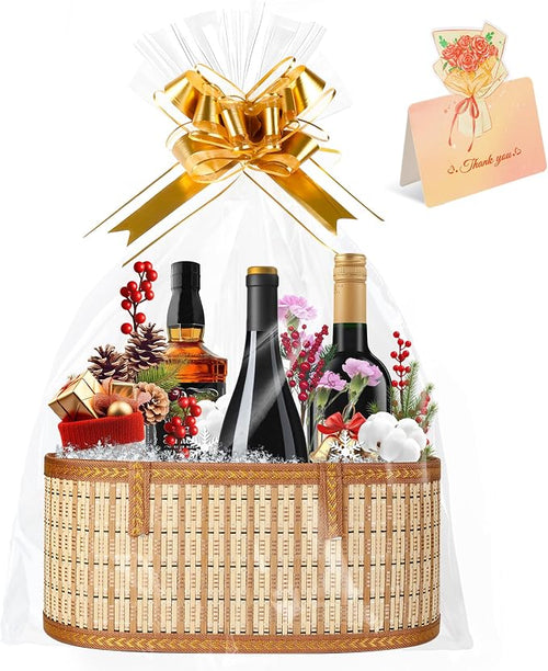 1 Set Baskets for Gifts Empty, Large Bamboo Gift Basket by LeevcokBlanketGift