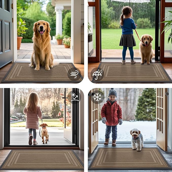Buganda Front Door Mat Indoor Outdoor Entrance, Non-Slip Natural Rubber Doormats - Image 7