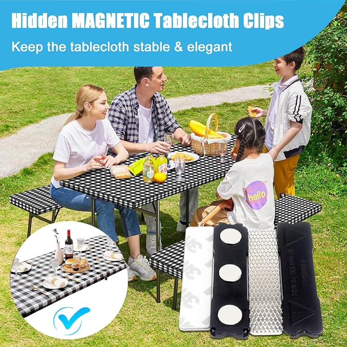 Tablecloth Clips for Thick Tables 6 Pack, Invisible Magnets Picnic Table Cloth - Image 2