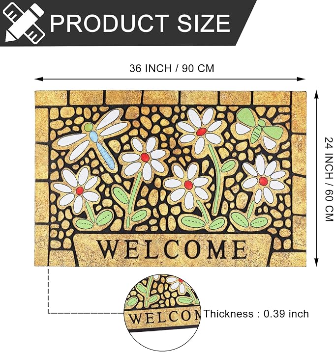 CHICHIC Welcome Door Mat 24 x 36 Inch Front Doormat Outdoors - Image 3