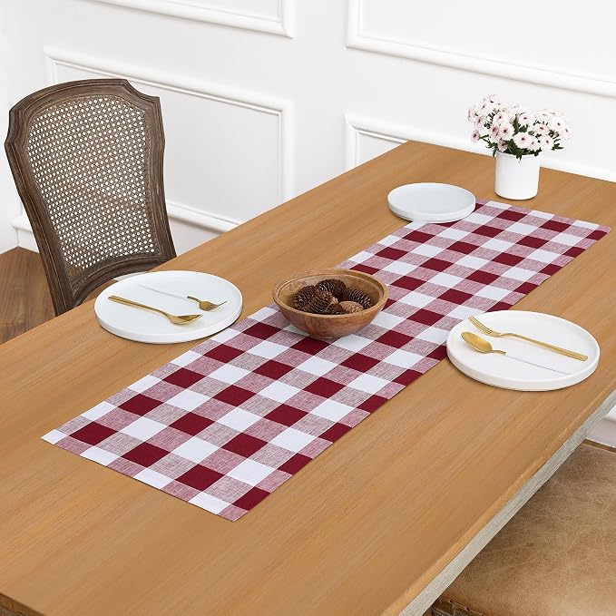 Solino Home Linen Checkered Table Runner 48 Inches - Image 3
