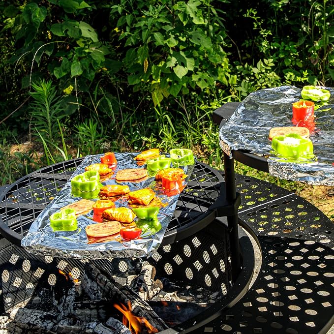 47 Inch Fire Pit with 2 Grills, Wood Burning Fire Pits - Image 7