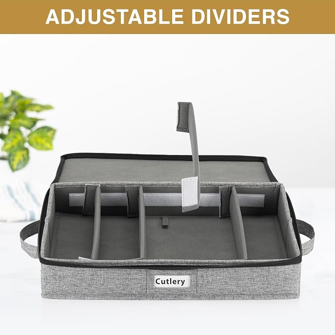 Flatware Storage Case with 5 Adjustable Compartments - Image 3