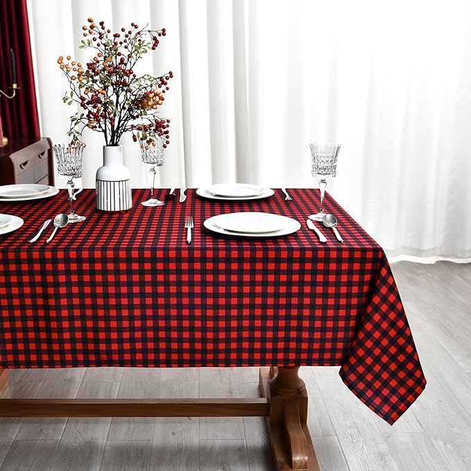 Red Gingham Christmas Plaid Tablecloth - Image 3