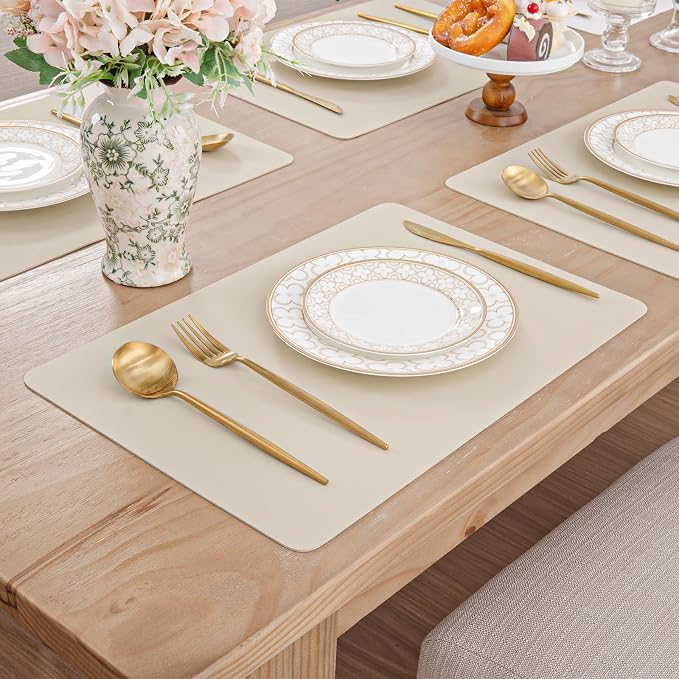 SHACOS Placemats Set of 6 Faux Leather Heat Resistant PU Non-Slip Vinyl Place - Image 9