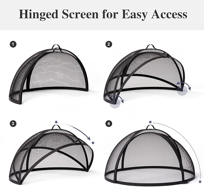 SUNCREAT Heavy-Duty Fire Pit Screen, Steel Mesh Round Spark Screen - Image 4