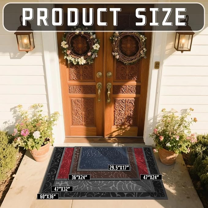 Yimobra Door Mat Outside Entrance 29.5x17, Waterproof Sturdy Outdoor Mats - Image 2