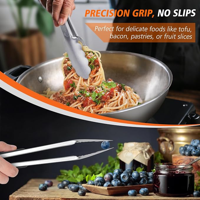 Hotec Stainless Steel Kitchen Tongs, Locking Metal Food Tongs - Image 6