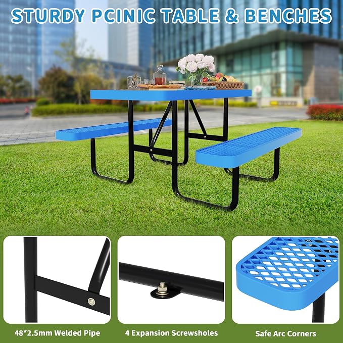 4FT Rectangular Metal Picnic Table - Image 6
