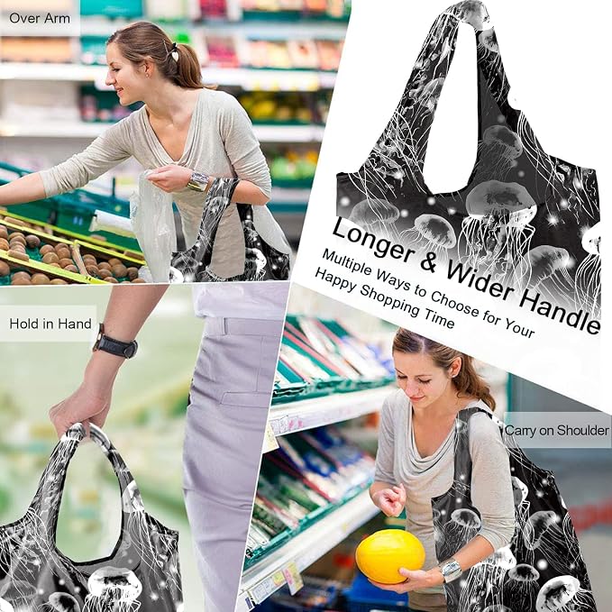 BeeGreen Turtle Reusable Grocery Bags Frog Elephant Penguin Jellyfish Shopping - Image 5