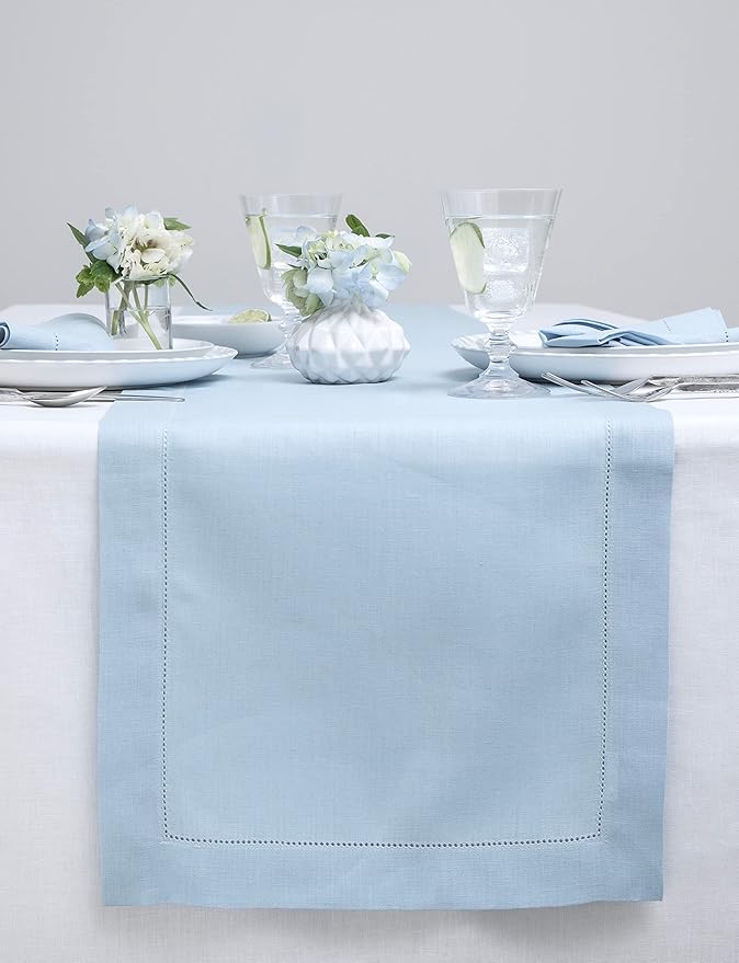 Solino Home Linen Sky Blue Table Runner 60 Inches by SolinoHome