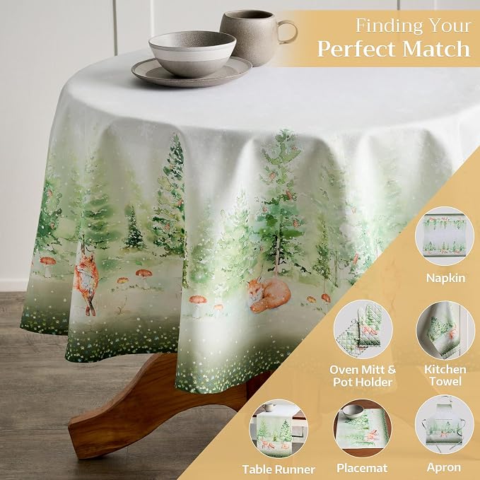 Maison d' Hermine Table Cloth Round Table 100% Cotton 69 Inches Fall Tablecloth - Image 5