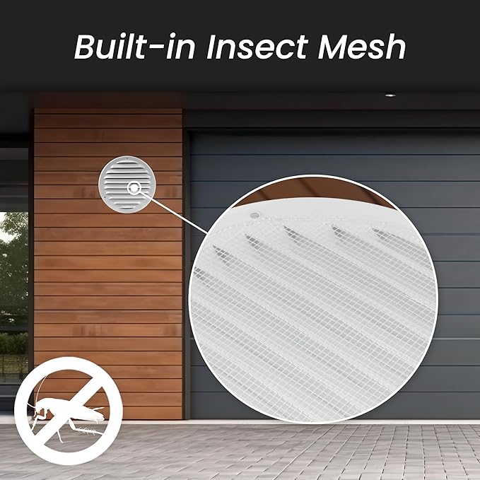 Repa Market 8 Inch Round Air Vent Cover/White Galvanized Steel Louvered Grill - Image 5