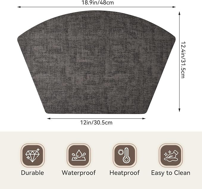Round Table Placemats Set of 6, Faux Leather Wedge Shape Place Mats Heat - Image 2