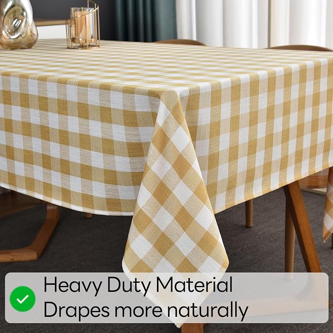Gingham Table Cloth for Rectangle Tables Yellow Checkered Plaid Tablecloth - Image 5