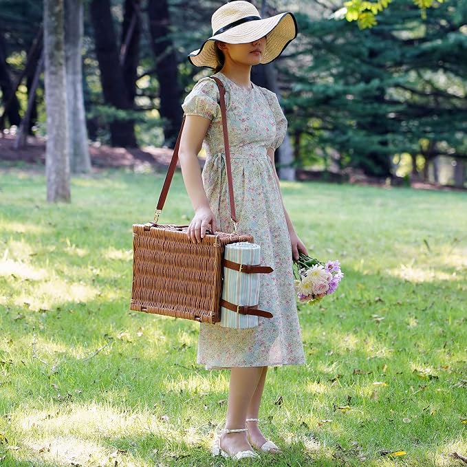 Picnic Cooler Basket Set for 2 Persons - Image 2