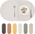 Round Faux Leather Placemats Set of 4 – 13 Inch Vinyl Table Mats, Heat Resistant by PROMATTOO