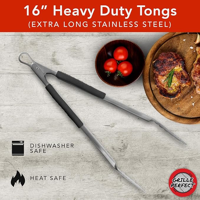 Grill Tongs 16-Inch Extra Long Heavy Duty - Image 2