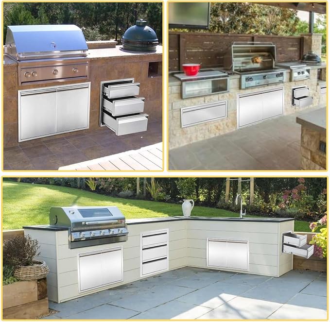 Outdoor Kitchen Double Drawer w/Paper Towel Holder Combo Works - Image 7