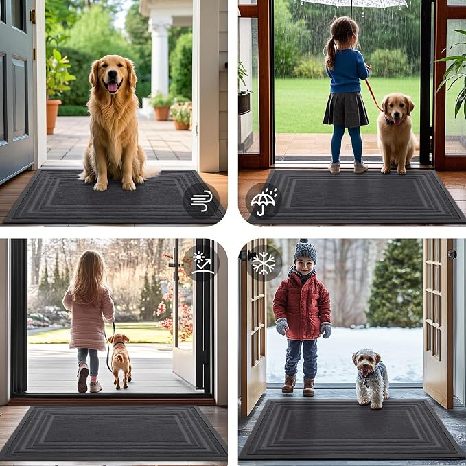 Buganda Front Door Mat Indoor Outdoor Entrance, Non-Slip Natural Rubber Doormats - Image 7