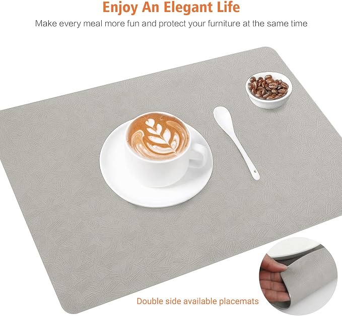Vinyl Placemats Set of 4 Heat Resistant Easy Clean Non-Slip Place Mats - Image 2