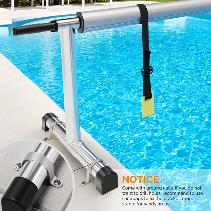 VINGLI Pool Cover Reel Set Pool Solar Cover Reel - Image 7