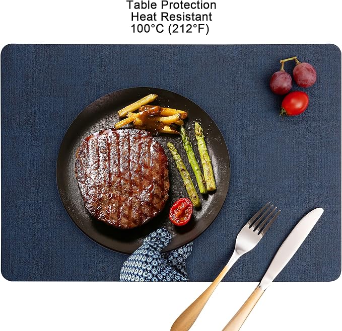 Myir JUN Placemats Dual Sided, Faux Leather Place Mats Set of 4 Indoor Placemat - Image 5