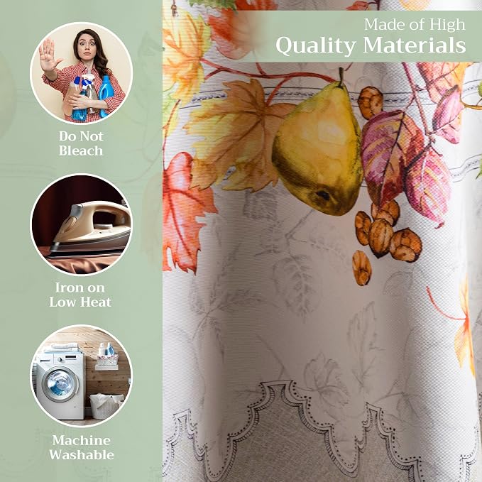 Maison d' Hermine Table Cloth Round Table 100% Cotton 63 Inches Fall Tablecloth - Image 3
