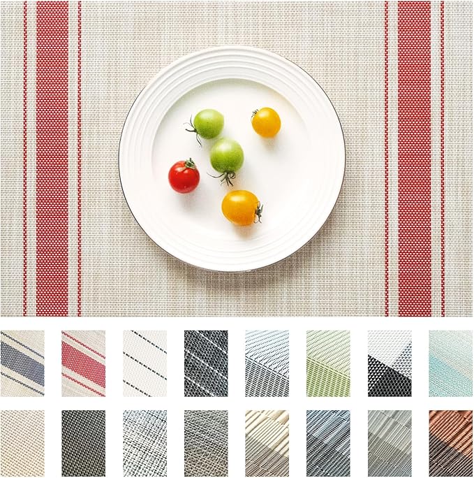 Placemats Set of 6 Vinyl/Plastic Woven Place Mats by Unknown