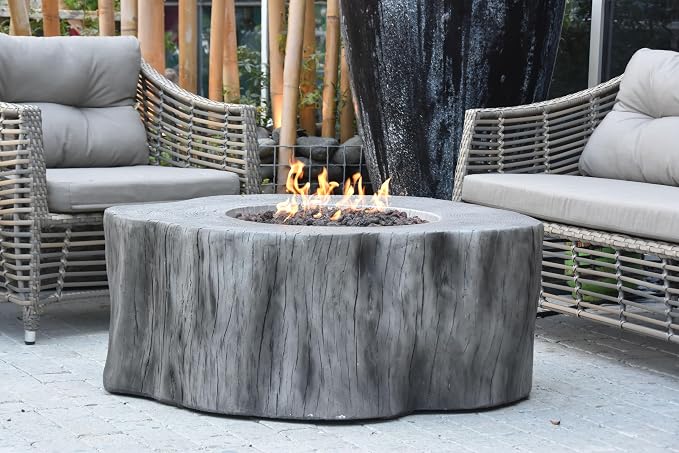 Elementi | Bundle Manchester Gas Fire Pit Cast Concrete Semi-Round Fire Table - Image 5