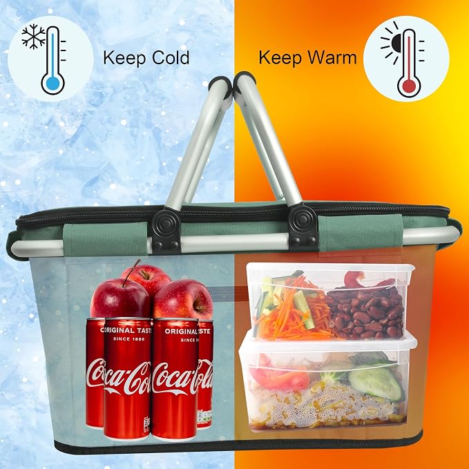 Picnic Basket, SIYUAN Collapsible Shopping Basket - Image 5