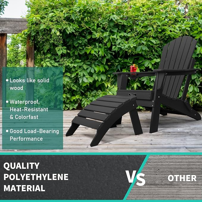 FUNBERRY Folding Adirondack Ottoman, HDPE All Weather Outdoor Foot Rest - Image 8