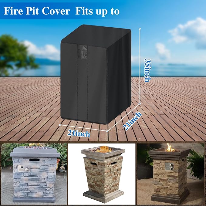 Fire Pit Cover Square- Waterproof Firepit Covers Square Outdoor Fireplace Cover - Image 2